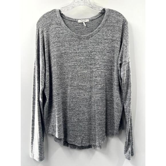 Rag & Bone Women's Gray Heathered Stretch Scoop Neck Long Sleeve T-Shirt Small - Picture 1 of 8